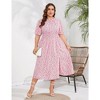 LXT-Women's Plus Size Dress Smocked Waist Side Split Boho Floral Dresses - 4 of 4