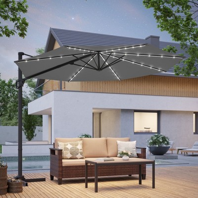Sonkuki 10-ft LED Solar Lights Outdoor Octagon Cantilever Patio Umbrella