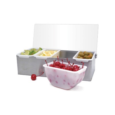 Winco Condiment Holder with Stainless Steel Base, 4 Compartment - Pack of 4