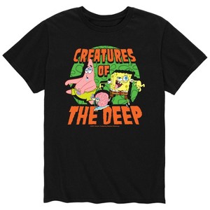 Men's - SpongeBob SquarePants - Halloween Creatures Of The Deep Spongebob, Gary, and Patrick Short Sleeve Graphic T-Shirt - 1 of 4