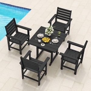 Arceso Outdoor Dining Set with Umbrella Hole, HDPS Patio Furniture - 1 of 4