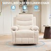 Swivel Rocker Chair Small Rocking Recliner for Small Spaces, Upholstered Fabric Glider Chair with Side Pockets Cup Holder, Massage and Heat Recliner - 4 of 4