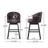 Set of 2 Swivel Bar Stools,PU Leather Upholstered Bar Stools with Wood Legs for Kitchen Island,360° Swivel Button Tufted Bar Stools-Koiai - 4 of 4