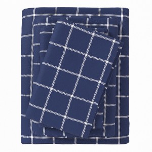 100% Cotton Plaid & Stripe Flannel Sheet Set - Great Bay Home - 1 of 4