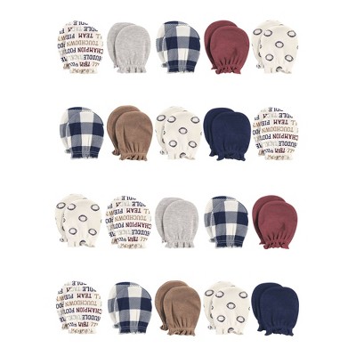 Image of Hudson Baby Infant Boy 20Pc Cotton Scratch Mittens, Football, 0-6 Months