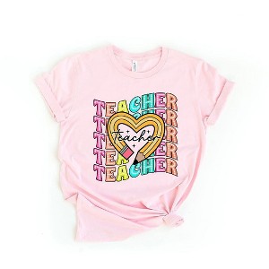 Simply Sage Market Women's Teacher Pencil Heart Short Sleeve Graphic Tee - 1 of 4