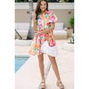 Amaryllis Women's Tiered Shirt Dress Button Front Collared Puff Sleeve Relaxed Fit Flowy Babydoll Dress - 3 of 4