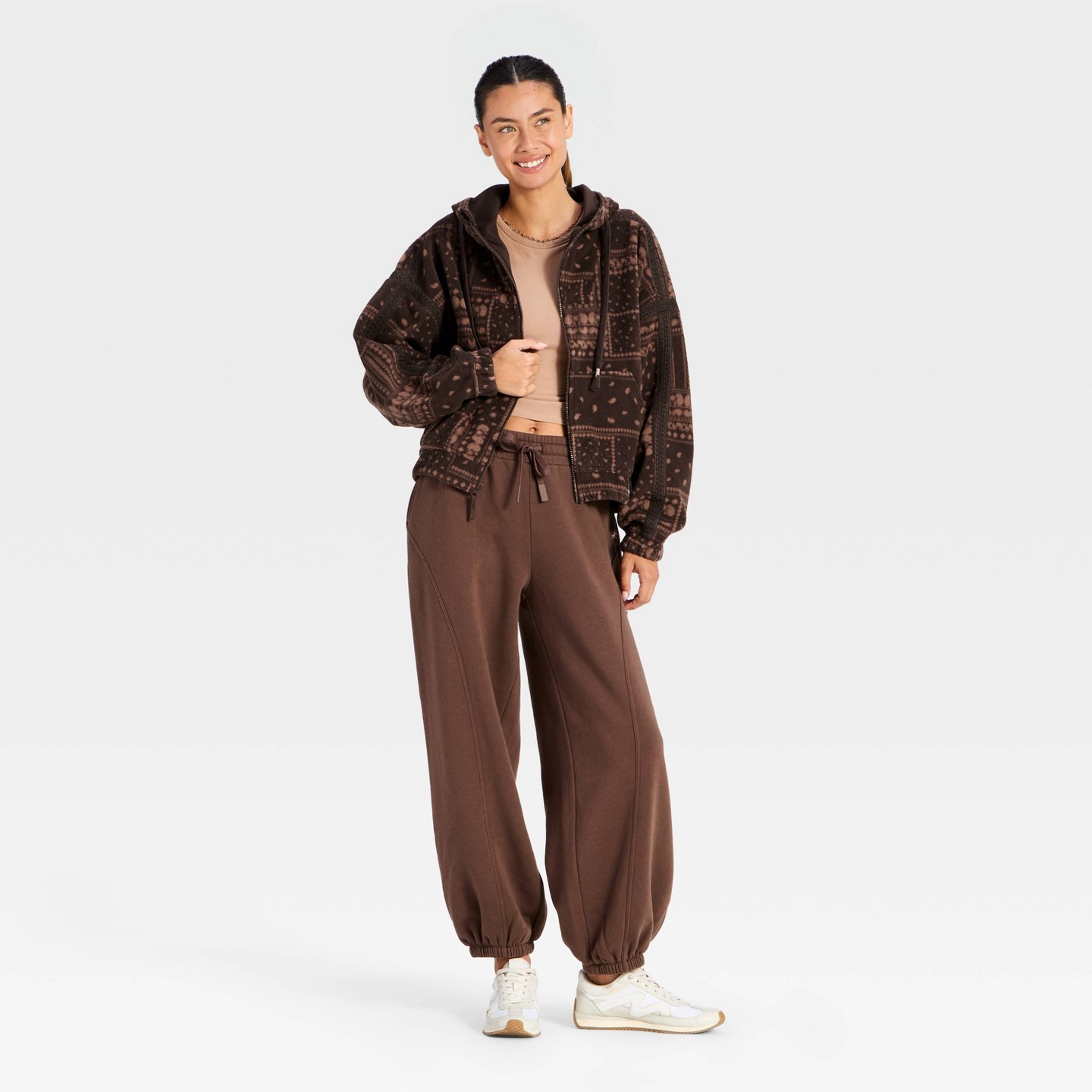 Женская куртка JoyLab High Pile Zip-Up, цвет: Коричневый — фото 3