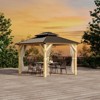 Wood Gazebo, Upgrade Wooden Frame, Double Galvanized Steel Roof, Hardtop Gazebo with Nettings and Curtains for Backyard, Patio, Garden and Lawn - 2 of 4
