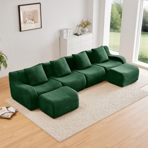 Teddy Modular Sectional Sofa, 4 Seat Upholstered Sectional Sofa with Curved Armrest, Sectional Sofa for Living Room Décor-Koiai - 1 of 4
