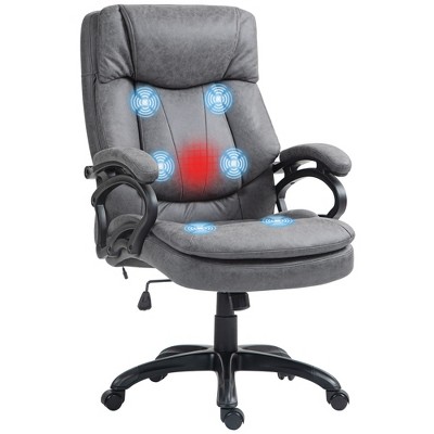 HOMCOM Vibration Massage Office Chair with Heat, Adjustable Height, High Back, Microfibre Comfy Computer Desk Chair