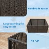 Poolside Rattan Storage Organizer, Outdoor Storage Bin with 2 Sides Handle, Pool Float Storage Holder with Mesh Rolling for Pool Noodles Balls - 4 of 4