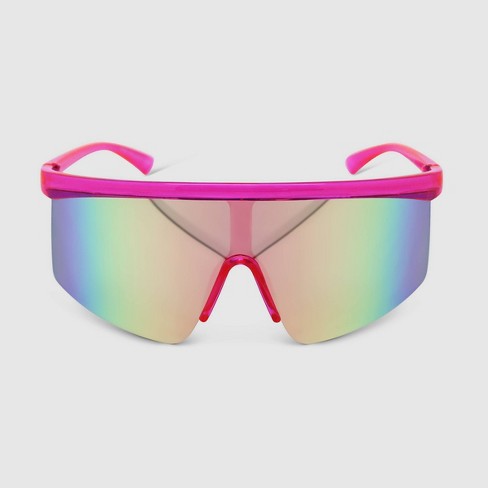 Women s Crystal Plastic Shield Sunglasses Wild Fable Pink Target