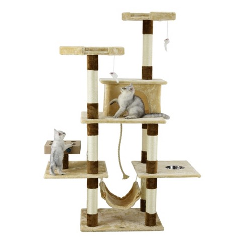 Cat tree with outlet feeder bowl