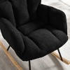 TopComfy Accent Chairs Soft Chair Glider Chair Tufted Upholstered Teddy Fabric Rocking Chair Accent Chair for Living Room, Black, 28.5"*27.2"*11.5" - 3 of 4