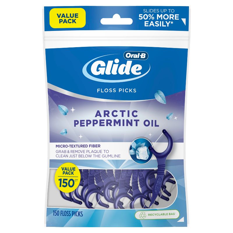 Oral-B Glide Arctic Peppermint Oil Dental Floss Picks, Mint - 150ct, 1 of 12