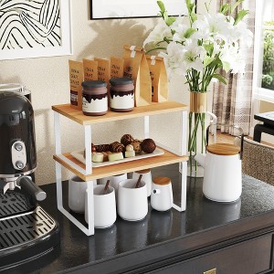 Cabinet Organizer Shelf, Set of 4 Kitchen Counter Shelves, Kitchen Storage, Spice Rack, Stackable, Expandable, Metal and Engineered Wood - 1 of 4