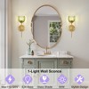 POWLIG 14.57-in 1-Light Green Gold Iron Armed Wall Sconce With Tulip Glass Lampshade - 4 of 4