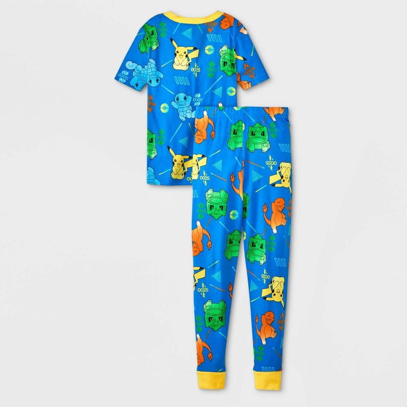 Boys' Pikachu Pokemon 4pc Snug Fit Pajama Set - Blue/Yellow, 2 of 5