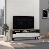 Modern TV Stand for TVs up to 51-Inch with Drawers and Open Shelves, Media Console with 4 Legs in Dark Brown and White - 2 of 4