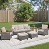 Buenhomino 6-Piece Outdoor Wicker Patio Set – Sofa, 2 Chairs, 2 Ottomans & Side Table with Cushions, Weather-Resistant PE Rattan Conversation Set - 3 of 4