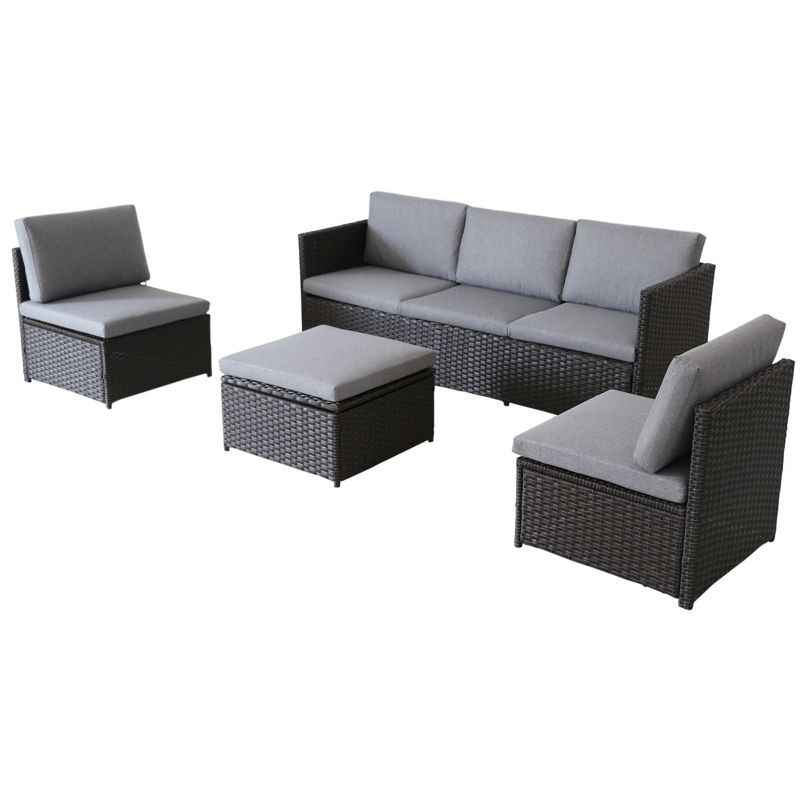 Northlight 4-Piece Savannah Resin Wicker Outdoor Patio Modular Sectional Set with Cushions, 3 of 9