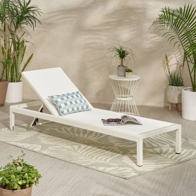 Modern Outdoor Chaise Lounges with Aluminum Frame, Breathable Seating Mesh Patio Recliner Chair, Adjustable Outside Chair -Christopher Knight Home