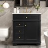 Lyngins 30" Freestanding Bathroom Vanity with Sink, Acacia Wood Bathroom Storage Cabinet with Soft-Closing Door, 1 Tip-Out + 3 Drawers, Gold Knobs - 2 of 4