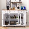 Bella Depot 53'' Farmhouse Kitchen Island with 2 Glass Cabinet Doors, Rolling Kitchen Cart on Wheels with Drop Leaf, Side Racks, Drawers - 3 of 4