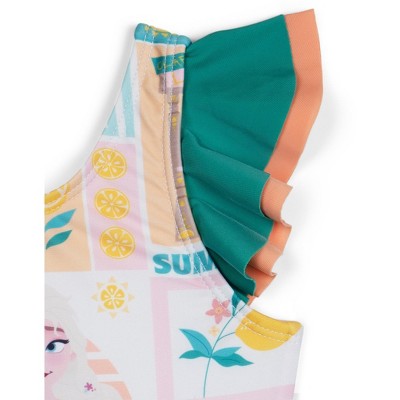 Disney Frozen Little Girls UPF 50+ One Piece Bathing Suit Teal Green / Coral Peach 5-6 — фото 3
