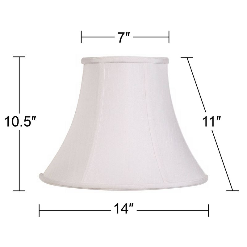 Imperial Shade White Medium Bell Lamp Shade 7" Top x 14" Bottom x 11" Slant x 10.5" High (Spider) Replacement with Harp and Finial, 5 of 10