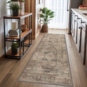 ABYNOW Low Pile Area Rug, Non-Slip Vintage Print, for Living Room, Bedroom, Dining Room, Home Office & Hall - 1 of 4