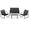 Costway 4 Pieces Patio Furniture Set Outdoor Tempered Glass Coffee Table Chair Loveseat - 3 of 4