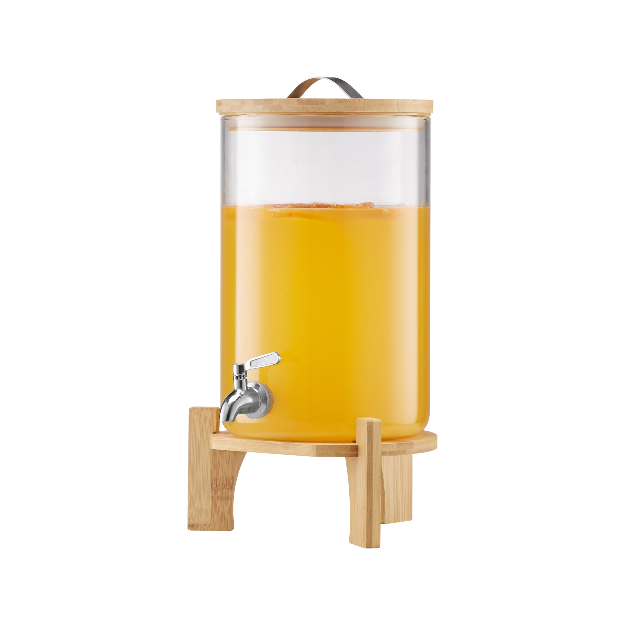 VEVOR Beverage Dispenser, 2.2 Gallon Drink Dispensers for Parties, Glass Juice Dispenser with Wood Stand, Stainless Steel Spigot, Clear