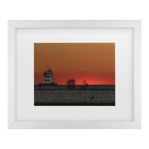 Trademark Fine Art - Kurt Shaffer Lake Erie's Lorain lighthouse at sunset Matted Framed Art - 1 of 4