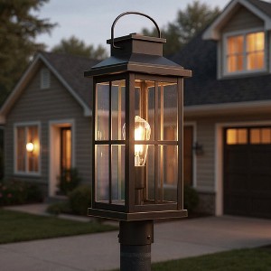 Urban Ambiance Luxury Transitional Outdoor Post Light 20.25''H x 7''W,  Olde Bronze Finish,  Anaheim Collection, UHP1293 - 1 of 4