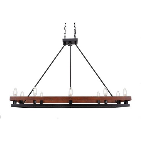 Toltec Lighting Belmont 10 - Light Island Pendant Light in  Matte Black/Wood Grain - image 1 of 1