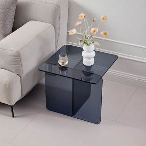 NicBex C Shaped Side Table Simple Modern End Table with Wheels, 2-Tier Storage Shelf and Glass Tabletop for Bederoom, Living Room - 1 of 4