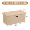 VECELO Folding Storage Ottoman Bench, End of Bed Linen Fabric Foot Rest Stool with Padded Seat, Large Footstool for Bedroom or Living Room - 3 of 4