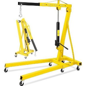 2 Ton Folding Hydraulic Engine Hoist, 4400 LBS Cherry Picker Shop Crane with Telescopic Boom & 6 Casters,  for Garage Workshop Warehouse - 1 of 4