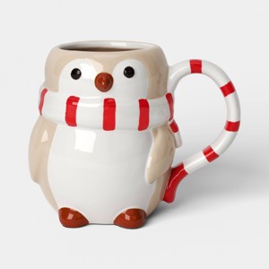 16 fl oz Christmas Earthenware Figural Penguin Mug - Wondershop™ - 1 of 3