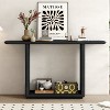 APRILSOUL 59.80"Elegant Minimalist Console Table with Curved Corners,Natural Wood Veneer,U-Base Design - 2 of 4