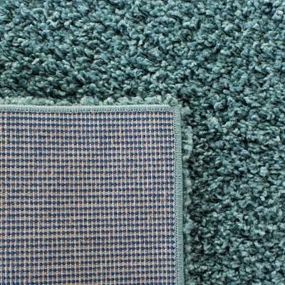 Aqua Blue 6'7" Square Shag Synthetic Area Rug