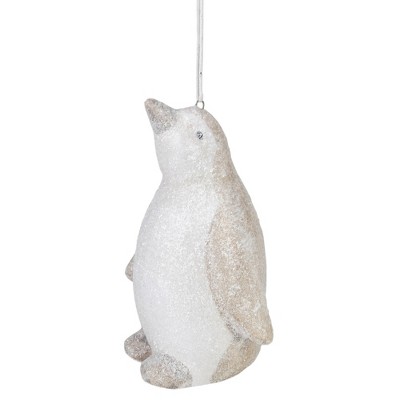 Northlight 4" White Glitter Standing Penguin Christmas Hanging Ornament