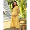 Maternity Short Sleeve Smocked Summer Dress Crew Neck Casual Midi Dress Baby Shower Photoshoot - 2 of 4