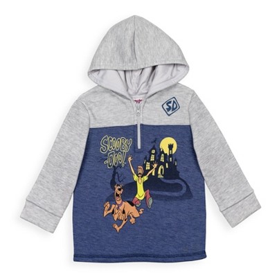 Scooby Doo Shaggy Big Boys Fleece Half Zip Hoodie Blue / Grey 10-12