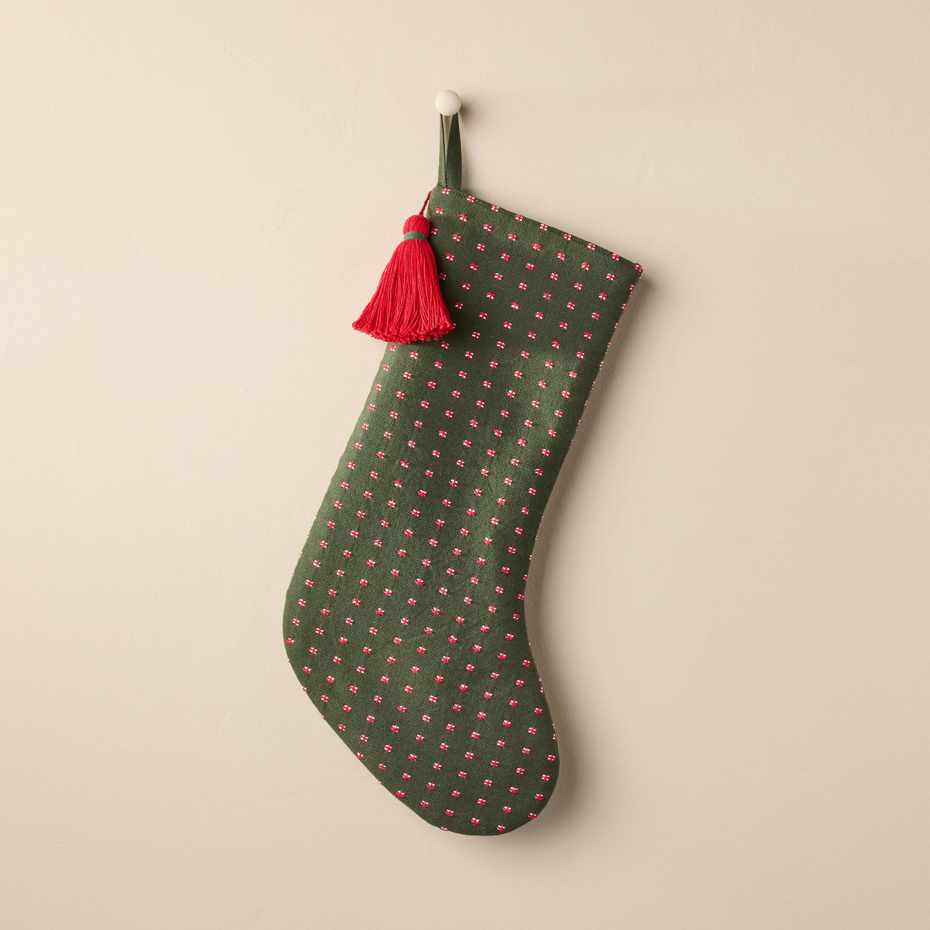 Cross Stitch Stocking Green - Hearth & Hand™ with Magnolia