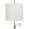 360 Lighting Westbury 36" Tall Skinny Large Traditional End Table Lamp Swing Arm Gold Antique Brass Finish Single White Stripe Shade Living Room - 2 of 4
