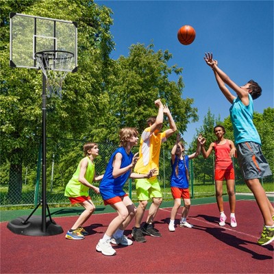 YONWAY Portable Basketball Hoop System Stand Height Adjustable 7.5ft - 9.2ft with 32 Inch Backboard and Wheels for Youth Adults