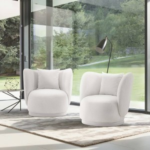 Set of 2 Siri Contemporary Linen Upholstered Accent Chair with Pillows - Manhattan Comfort - 1 of 4